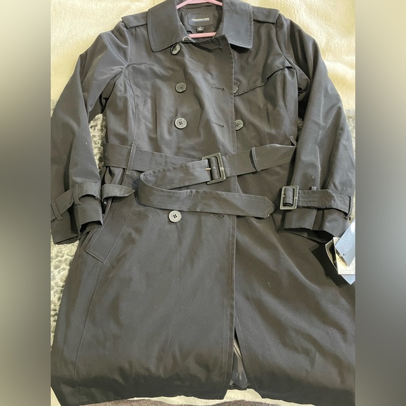 London Fog Jackets & Blazers - London Fog Black Trench Coat with Plaid Lining